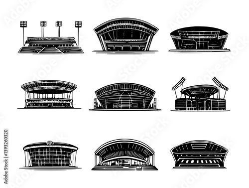 Collection of Stadiums vector icons, Stadiums vector illustrations