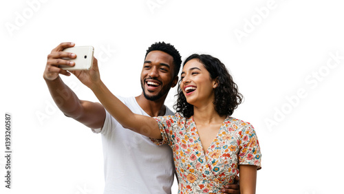 Joyful couple capturing memories with a selfie, their laughter echoing in a moment of shared happiness and connection. #Selfie #Love