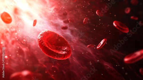 Dynamic red blood cells in motion - vivid scientific concept for medical education and research photo