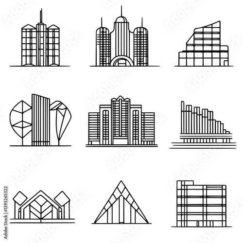 Collection of Convention centers line vector designs, Convention centers vector illustrations