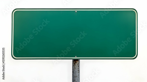 Blank Green Road Sign Isolated on White Background photo