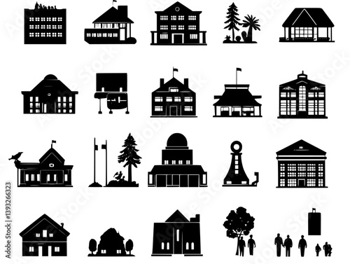 Collection of Police stations vector icons, Police stations illustration art