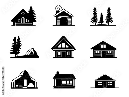 Collection of Recreational Buildings vector icons, Recreational Buildings illustration art