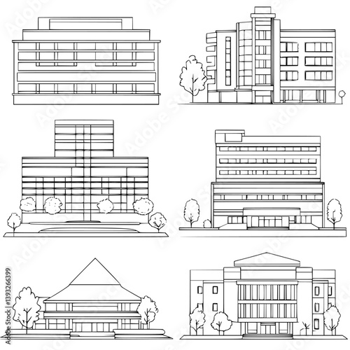 Collection of Residential institutions vector icons, Residential institutions illustration art