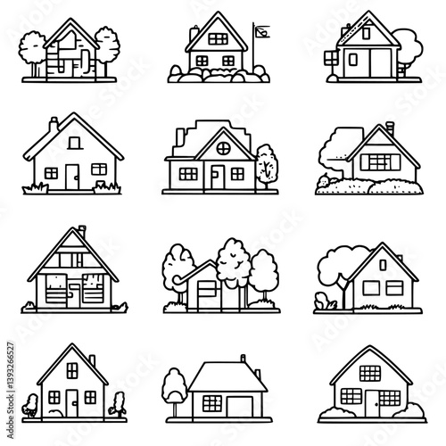 Collection of Sheltered housing line vector designs, Sheltered housing vector illustrations