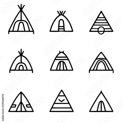 Collection of Shelters line vector designs, Shelters vector illustrations