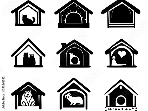 Collection of Shelters vector icons, Shelters illustration art