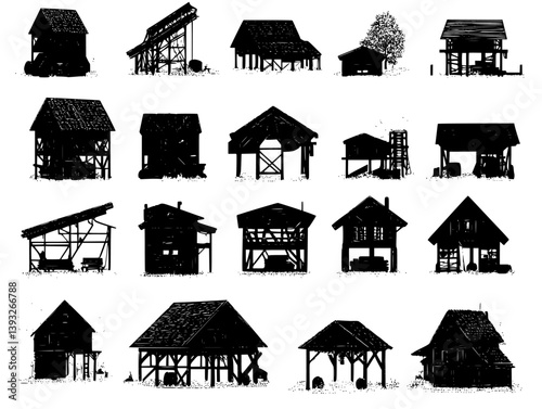 Collection of Timber mills vector icons, Timber mills illustration art