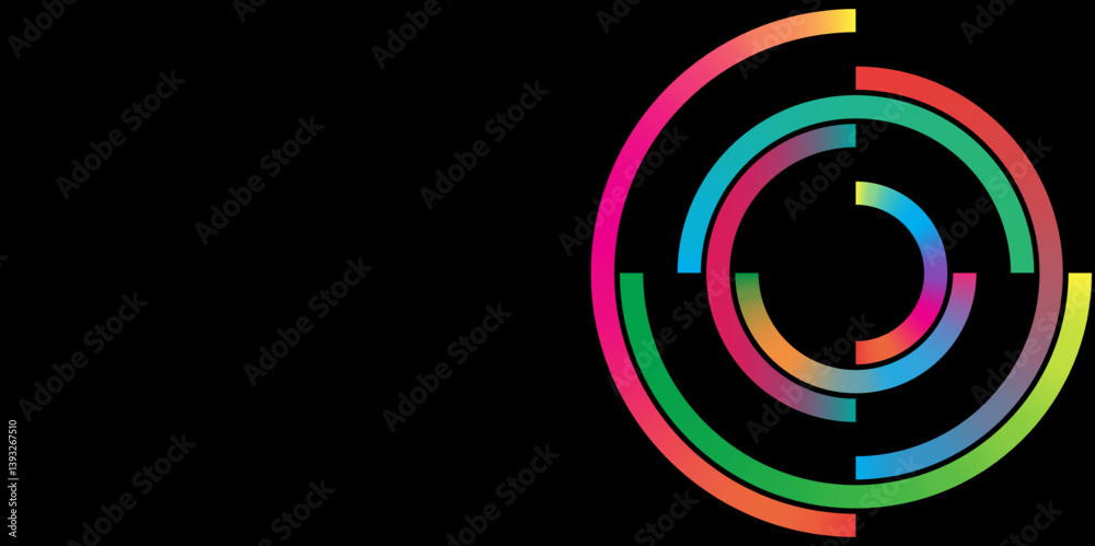 Abstract Gradient Line Patterns on Black Background, Vector Circle Shape Color Geometric Graphics, abstract gradient line. Abstract Gradient Line Patterns on Black Background, Vector Circle Shape Color Geometric Graphics, abstract gradient line.