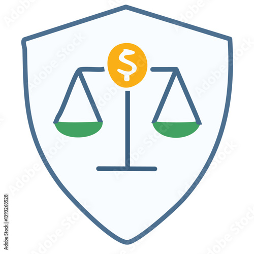 Minimalist vector logo of a customs scale, clean flat design, no text, white background, business finance theme
