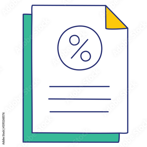 Minimalist vector logo of a customs sheet of paper, clean flat design, no text, white background, business finance theme