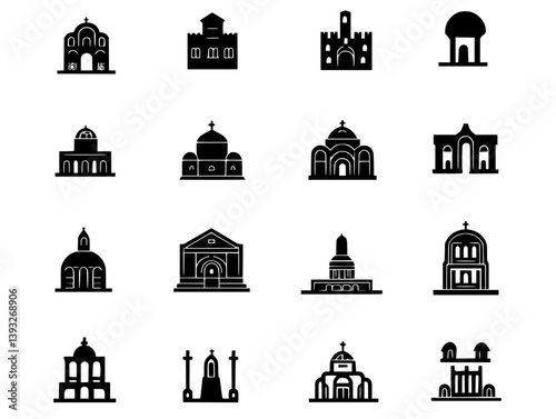 Collection of Monasteries vector icons, Monasteries vector graphics