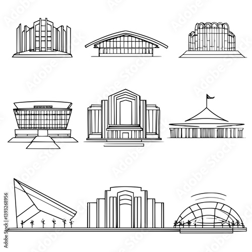 Collection of Performing arts centers vector icons, Performing arts centers vector graphics