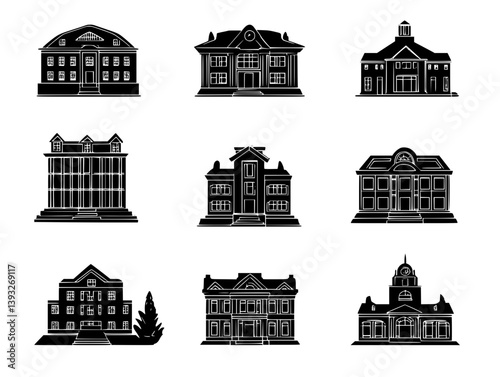 Collection of Residential institutions vector icons, Residential institutions vector graphics