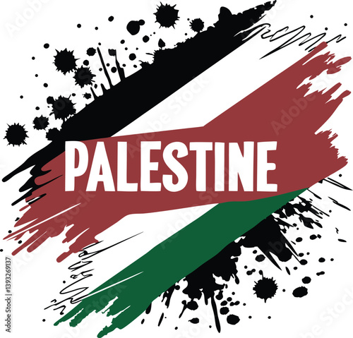 Palestinian Flag Silhouette of an Activist Holding Flag