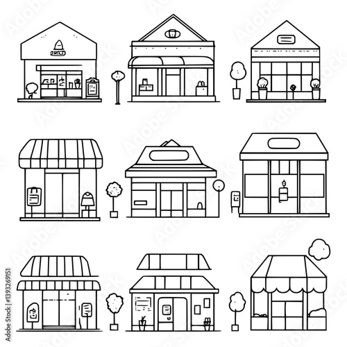 Collection of Retail stores line vector designs, Retail stores vector images