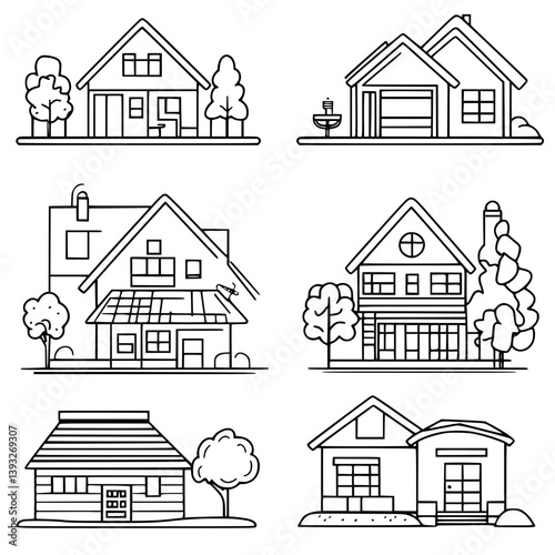 Collection of Sheltered housing line vector designs, Sheltered housing vector images