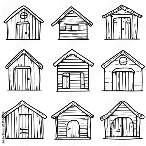 Collection of Shelters line vector designs, Shelters vector images