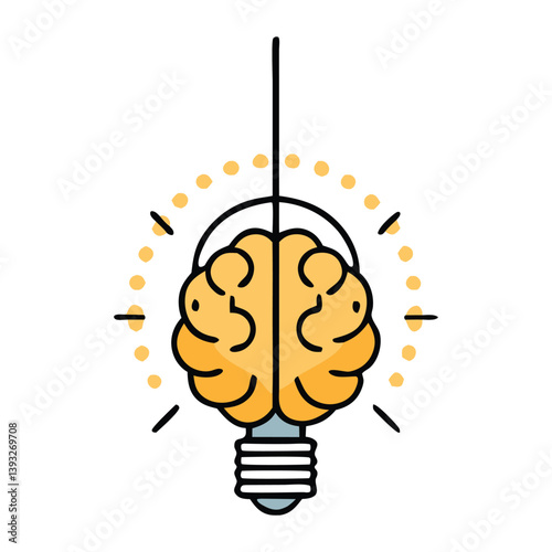 Cuadro en lienzo Creative Brain Lightbulb Concept – Minimal Line Art Icons of Intelligence, Innovation, and Bright Ideas for Education, Tech, and Branding