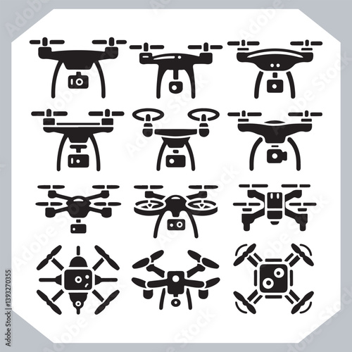 Obraz na płótnie Elegant Drone Icon Set Featuring Outline Line Art in Multiple Designs w salonie