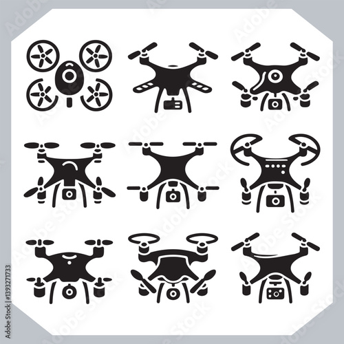 Obraz na płótnie Elegant Drone Icon Set Featuring Outline Line Art in Multiple Designs w salonie