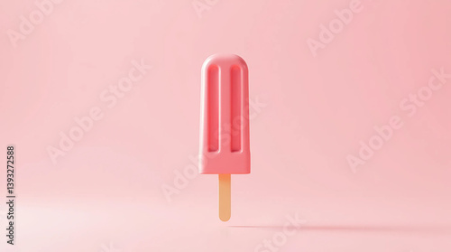 A single pink popsicle against a soft pink background.