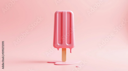 Melting Pink Popsicle Against a Pastel Background