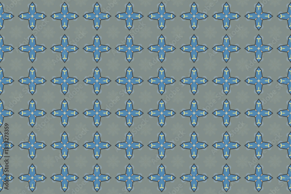 Fototapeta premium Seamless Wallpaper Shape Decoration Cloth Perspective Art Tile Design Texture Graphic Geometric Visual Endless Symmetric Fashion Digital Textile Fabric Background Interior Template Luxury Pattern.