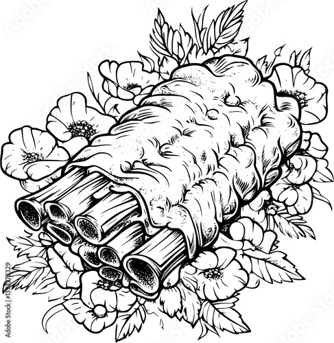 BBQ Ribs coloring book vector design, BBQ Ribs vector illustration