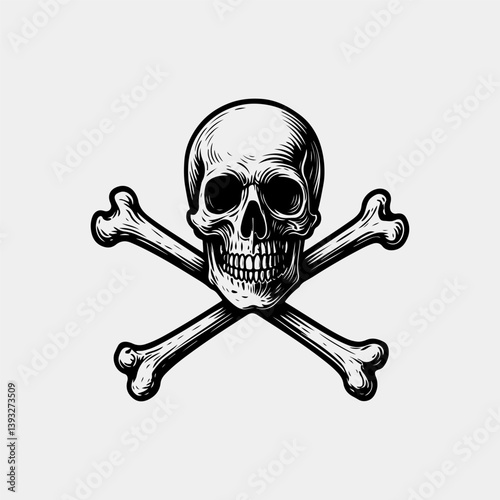Skeleton skull and crossbones vintage illustration