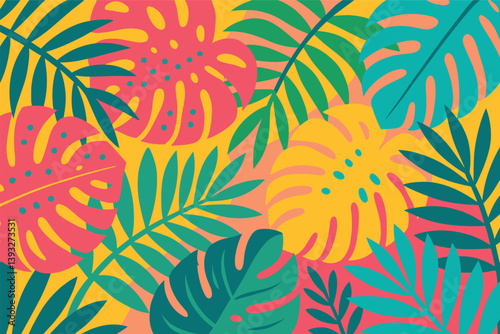 Colorful leafy background with a variety of green and yellow leaves