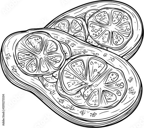 Bruschetta coloring book vector design, Bruschetta vector image