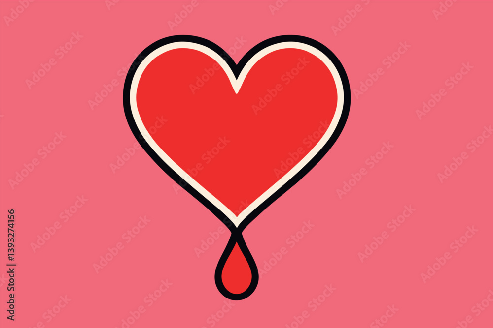 Heart with a red line on it