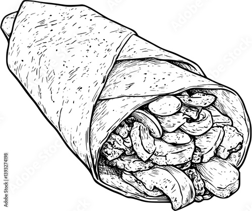 Fajita Wrap coloring book vector design, Fajita Wrap vector illustration