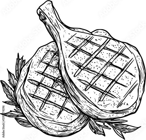 Grilled Chicken Breast coloring book vector design, Grilled Chicken Breast vector image