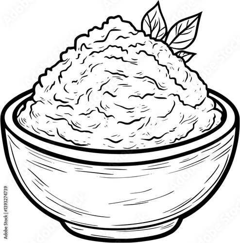Mashed Potatoes coloring book vector design, Mashed Potatoes illustration art