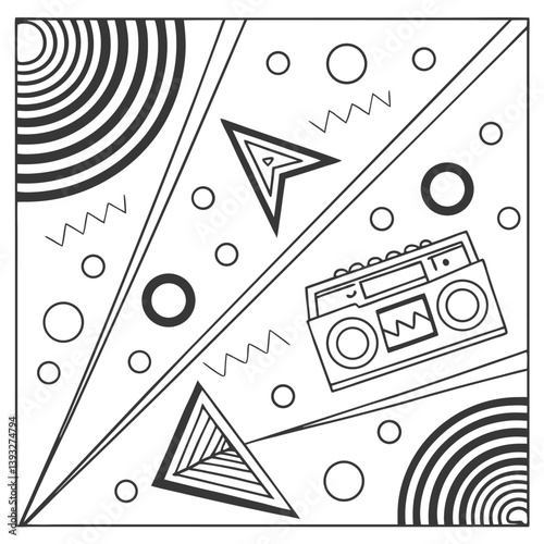 Abstract vector design with triangles and geometric shapes evokes digital audio equipment