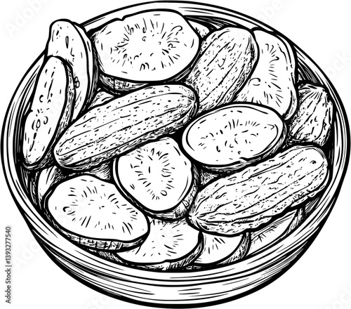 Fried Pickles coloring book vector design, Fried Pickles vector illustration