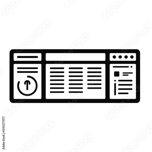 Minimalist dashboard interface icon showing panel layout for user system overview