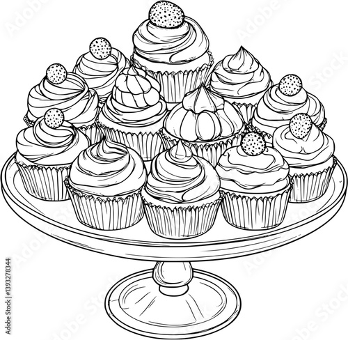 Profiteroles coloring book vector design, Profiteroles vector image
