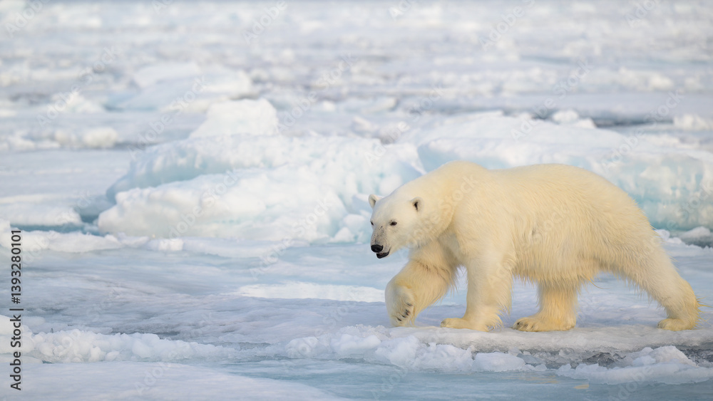 Polar bear (Ursus maritimus) on ice and snow, Svalbard, Norway Polar bear (Ursus maritimus) on ice and snow, Svalbard, Norway