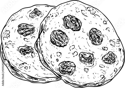Oatmeal Raisin Cookies coloring book vector design, Oatmeal Raisin Cookies vector illustration