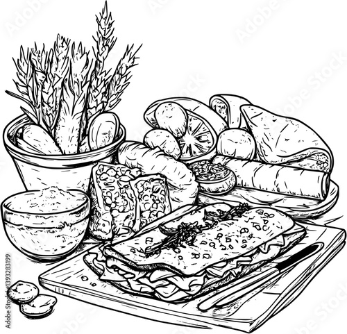 Southern Comfort Foods coloring book vector design, Southern Comfort Foods vector image