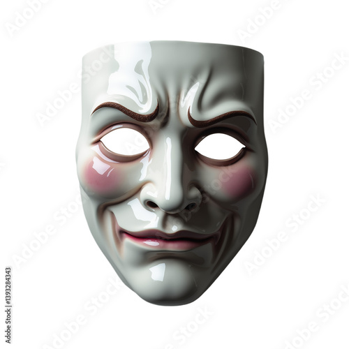 White mask with exaggerated facial features for theatrical performances or costume events