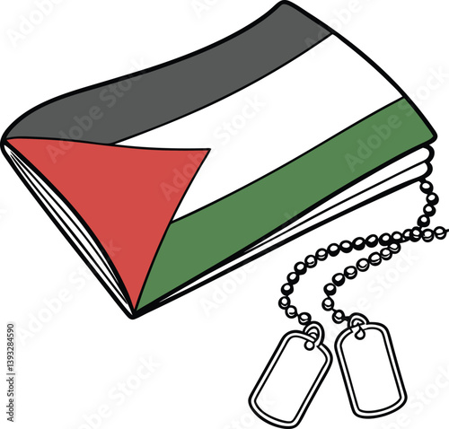 Illustration of a Wallet Decorated with a Chain and Palestine flag