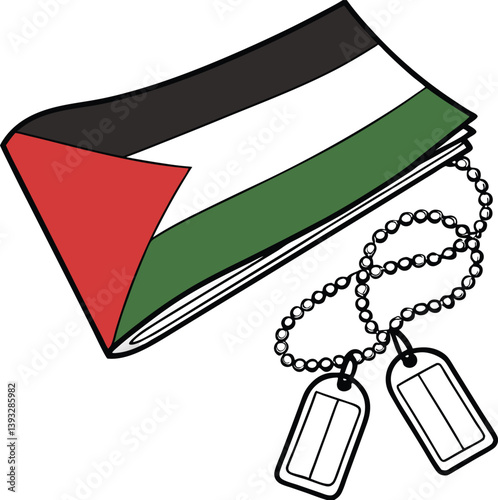 Illustration of a Wallet Decorated with a Chain and Palestine flag