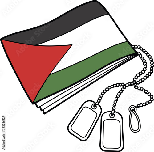 Illustration of a Wallet Decorated with a Chain and Palestine flag