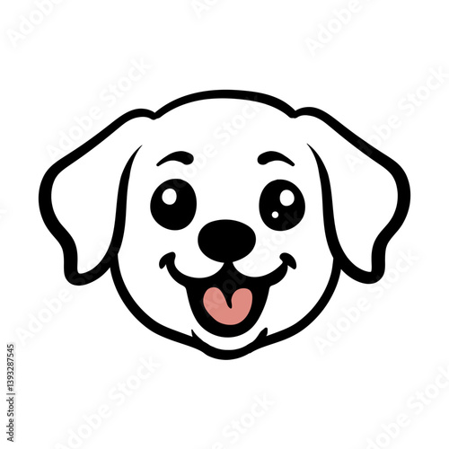 Vector logo for Cute Dog. A minimalist outline of a cute dog face, featuring simple lines and a soft, neutral color scheme with editable stroke.