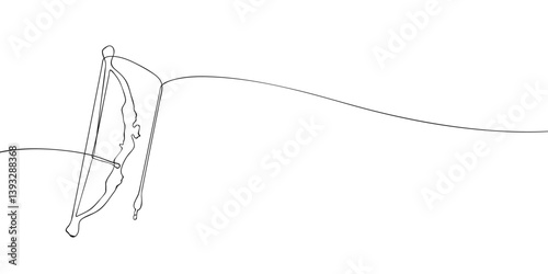 Minimalistic one line art of a bow with an arrow, symbolizing focus, aim, archery, and precision in a clean outline.