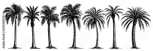 Collection of Date Palms coloring book vector designs, Date Palms vector images